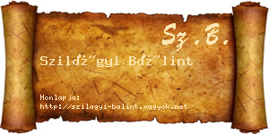 Szilágyi Bálint névjegykártya